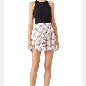 PatBO Windowpane Ruffle Skirt